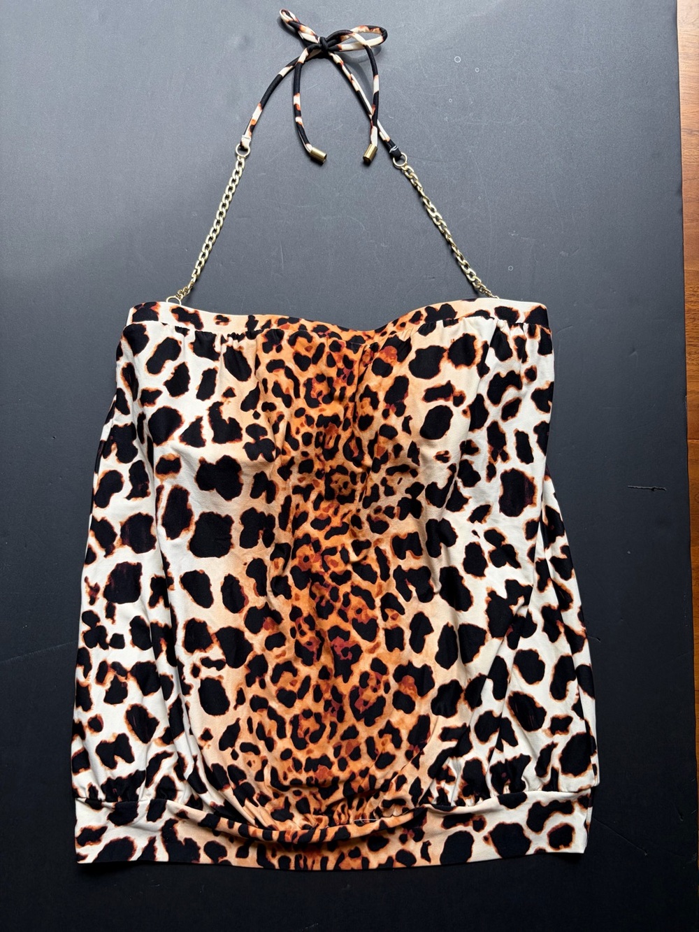 Vince Camuto Leopard Chain Halter Tankini S NWT